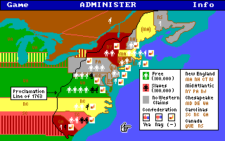 Revolution '76 (DOS) screenshot: Census map