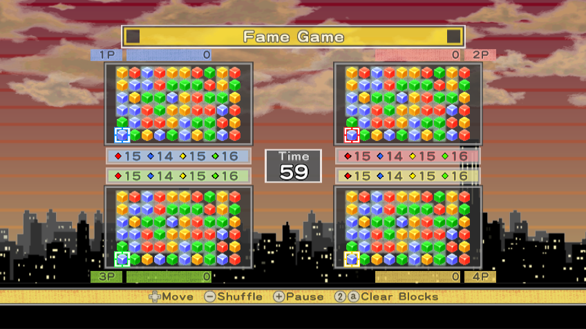 Pop 'Em Drop 'Em Samegame (Wii) screenshot: Four player multiplayer game
