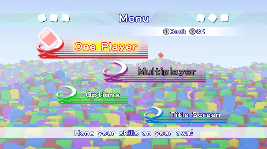 Pop 'Em Drop 'Em Samegame (Wii) screenshot: Main menu