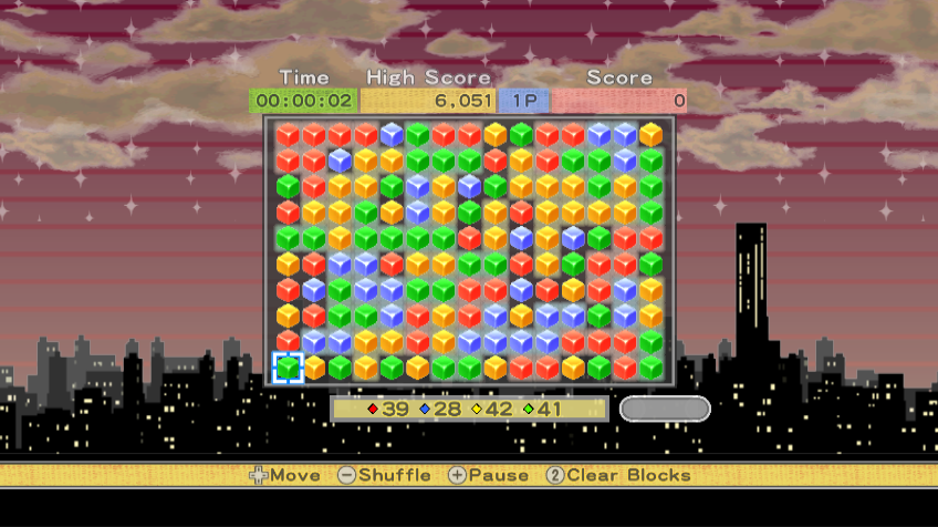 Pop 'Em Drop 'Em Samegame (Wii) screenshot: The board is full at the start