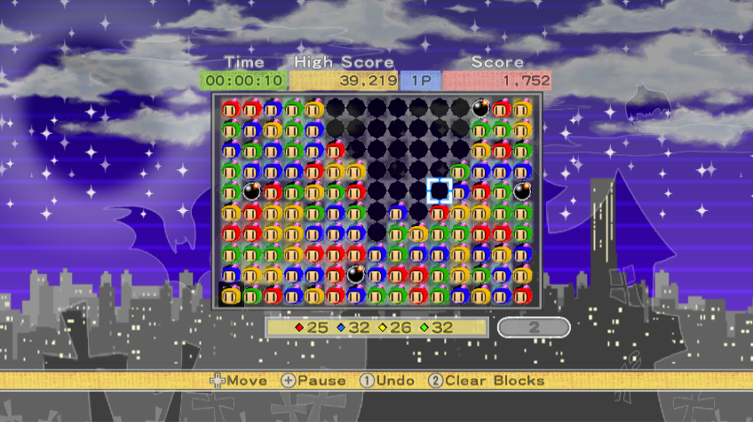 Pop 'Em Drop 'Em Samegame (Wii) screenshot: Bomberman blocks! It's a Hudson game after all