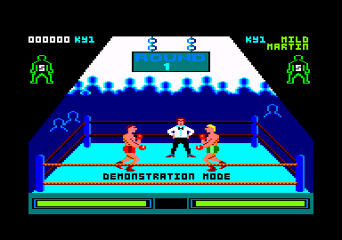 By Fair Means or Foul (Amstrad CPC) screenshot: Round 1 (demo mode)