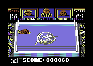 Wrestling Superstars (Commodore 64) screenshot: Pinned to the canvas.