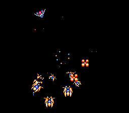 Gyruss (NES) screenshot: Avoid big group's attack