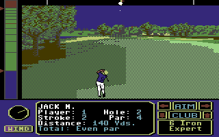 Jack Nicklaus presents The Major Championship Courses of 1989 (Commodore 64) screenshot: Hole 2, stroke 2