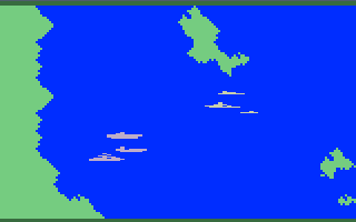 Sea Battle (Intellivision) screenshot: Two fleets prepare to engage.