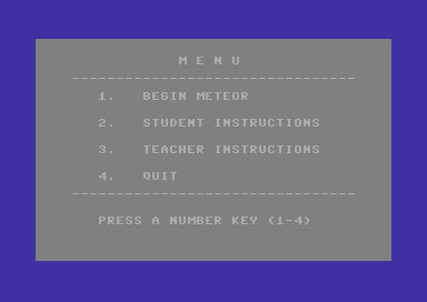 Meteor (Commodore 64) screenshot: Title screen.