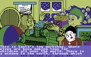 Merry Christmas from Melbourne House (Commodore 64) screenshot: In the workshop