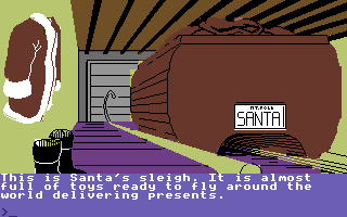 Merry Christmas from Melbourne House (Commodore 64) screenshot: The famous sleigh