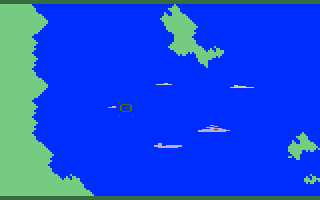 Sea Battle (Intellivision) screenshot: The aircraft carrier is sunk.
