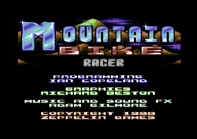 Mountain Bike Racer (Commodore 64) screenshot: Title screen.