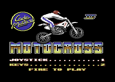Moto X Simulator (Commodore 64) screenshot: Title screen.