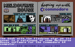 Merry Christmas from Melbourne House (Commodore 64) screenshot: A book