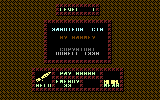 Saboteur (Commodore 16, Plus/4) screenshot: Titlescreen of the C16 version