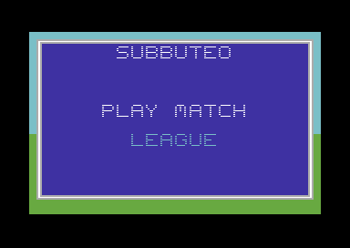 Subbuteo (Commodore 64) screenshot: Match or league.