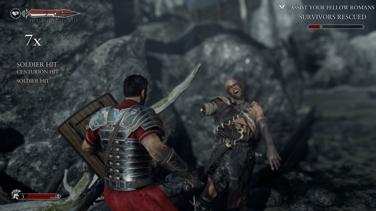 Ryse: Son of Rome (Xbox One) screenshot: Cutting limbs is as close to the realism of combat of such era as one can get