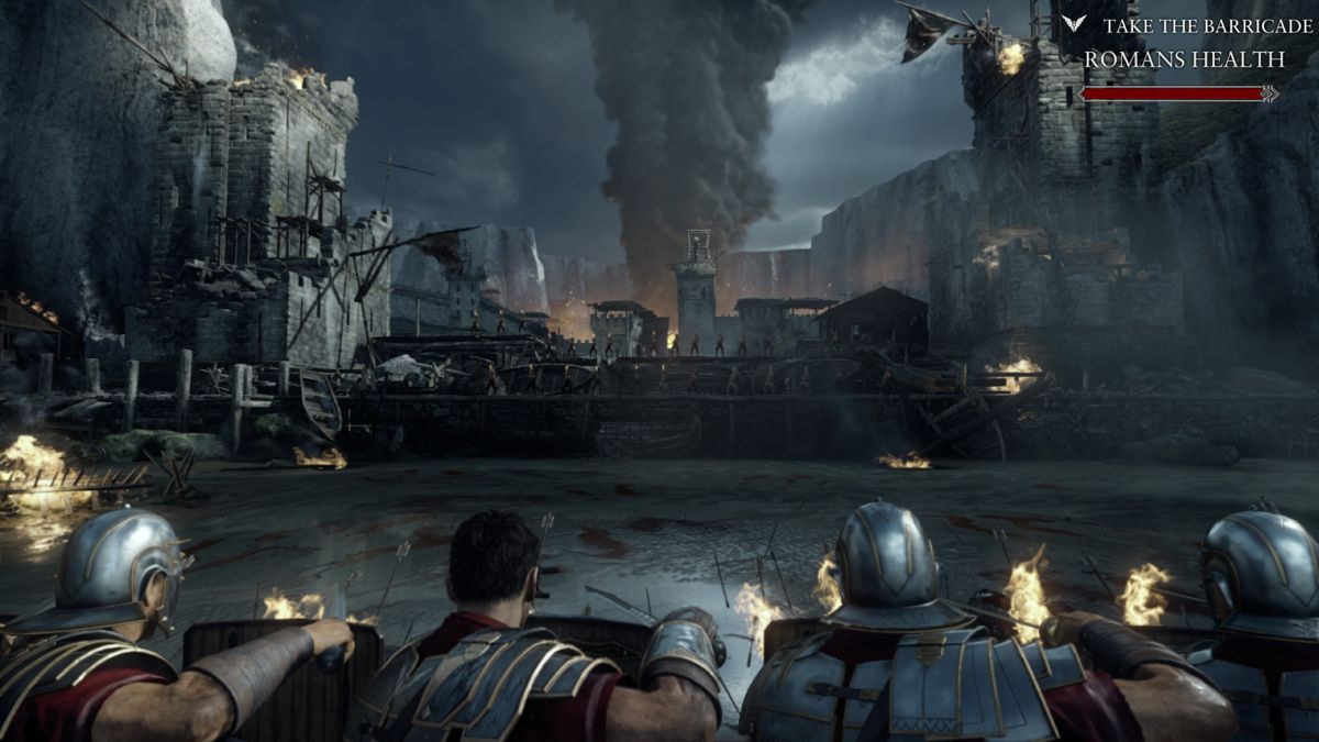 Ryse: Son of Rome (Xbox One) screenshot: Regrouping and holding the line while advancing toward the enemy