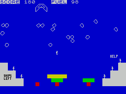 Lunar Rescue (ZX Spectrum) screenshot: When crashing the poor guy falls down again