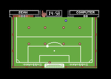 Subbuteo (Commodore 64) screenshot: On the attack.