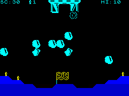 Lunar Rescue (ZX Spectrum) screenshot: Oh, so close!