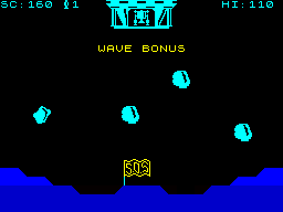 Lunar Rescue (ZX Spectrum) screenshot: All scientist have been picked up (except the ones I crashed with)