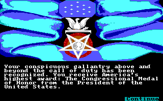 Gunship (DOS) screenshot: The Congressional Medal of Honor - the highest award that you can get.