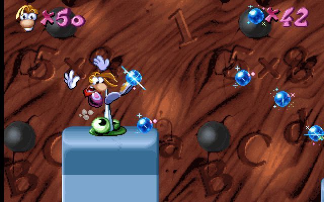 Maths and English with Rayman: Volume 3 (DOS) screenshot: It may be a place to practice but it's still possible to die in Betilla's Garden.