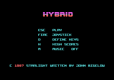 Hybrid (Amstrad CPC) screenshot: Title screen.