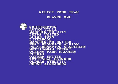 Peter Shilton's Handball Maradona! (Commodore 64) screenshot: Select your team.