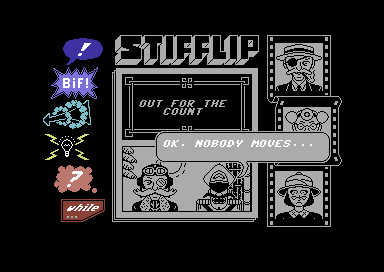 Stifflip & Co. (Commodore 64) screenshot: In a situation already.