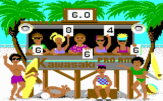 California Games (DOS) screenshot: Surfing judge panel (MCGA/VGA)