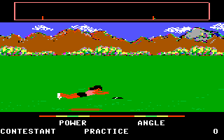 California Games (DOS) screenshot: Flying Disc -- Dive! And she caught it too! (MCGA/VGA)