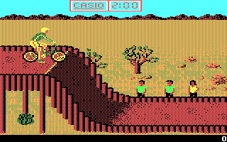 California Games (DOS) screenshot: BMX; starting line (CGA "MORE-color" mode)