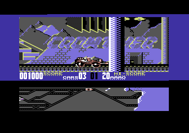 Black Thunder (Commodore 64) screenshot: Get out of the city.