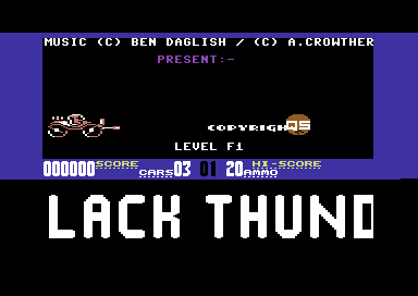 Black Thunder (Commodore 64) screenshot: Title screen.