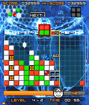 Lumines Mobile (J2ME) screenshot: The next blocks are shown in the top left corner.
