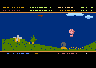 Up Up and Away (Atari 8-bit) screenshot: Re-fuel.
