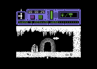Core (Commodore 64) screenshot: Searching the caves.