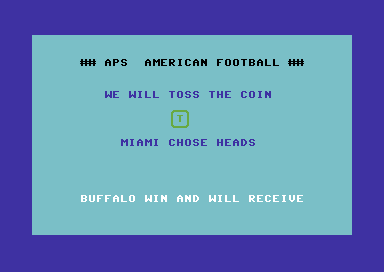 American Football (Commodore 64) screenshot: Heads or Tails?