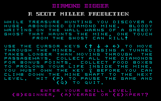 Maze Adventures (DOS) screenshot: 'Diamond Digger' description