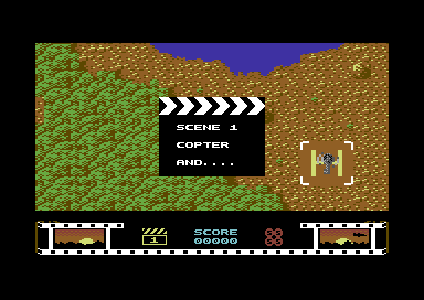 Sky High Stuntman (Commodore 64) screenshot: Level 1 - Helicopter.