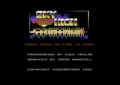 Sky High Stuntman (Commodore 64) screenshot: Title screen.