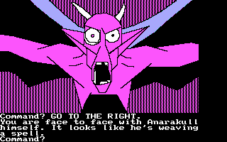 The Demon's Forge (PC Booter) screenshot: Showdown With Anarakull (CGA with RGB monitor)