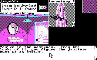 Deja Vu: A Nightmare Comes True!! (DOS) screenshot: Wash room sink.