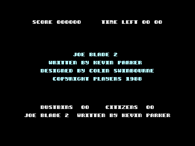 Joe Blade II (Commodore 16, Plus/4) screenshot: Title screen