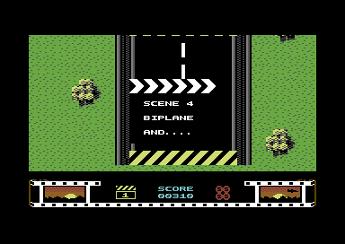 Sky High Stuntman (Commodore 64) screenshot: Level 4 - Bi-plane