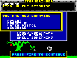 Stormbringer (ZX Spectrum) screenshot: Inventory