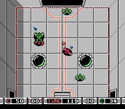 Speedball (NES) screenshot: Second before goal.
