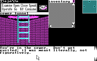 Deja Vu: A Nightmare Comes True!! (DOS) screenshot: In the sewers.