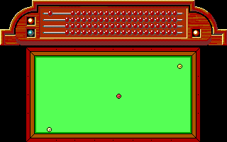Billiards Simulator (DOS) screenshot: Playing in 2D (EGA).
